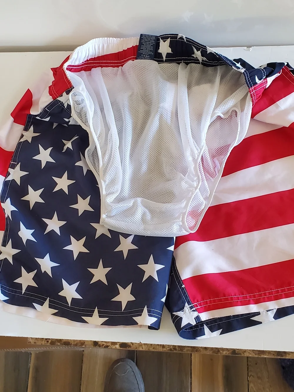Men's Red, White & Blue Stars & Stripes Swim Shorts